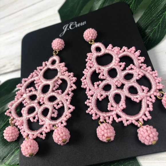 J. Crew Bead and Embroidery Earrings in Pink - Picture 3 of 3